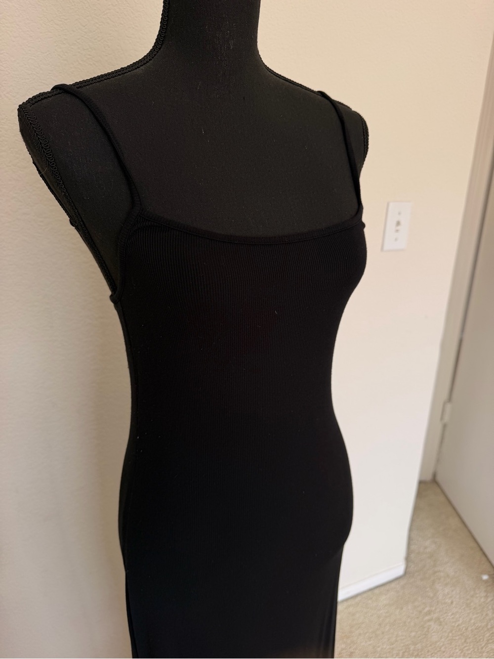 H&M Black Ribbed Camisole Dress Size S